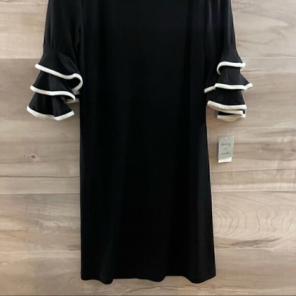 Danny and Nicole Black Half Sleeve Ruffle Dress - Picture 3 of 8